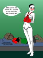 2soyjaks bed black_skin blush breasts clothes ear glasses hair meta:pornographic_content millions_must_die nsfw pan_african sleeping soyjak speech_bubble stubble variant:chudjak variant:soyak // 1280x1718 // 310.3KB