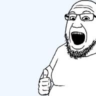 bald beard double_chin glasses open_mouth stubble thumbs_up transparent_background variant:thumboy white_shirt white_skin wrinkles // 1200x1200 // 16.9KB