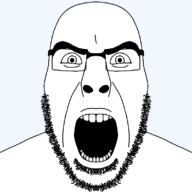 angry beard glasses looking_at_you open_mouth soyjak stubble subvariant:cobson_front2 template thick_eyebrows transparent_background variant:cobson white_eyes // 800x800 // 18.0KB