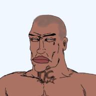 blue_eyes brown_skin chud incel jeremy_meeks looksmax muscles subvariant:perceptive_chud tattoo // 799x799 // 114.3KB
