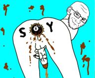 8_ball anus blue_background closed_mouth ear glasses goatse hand leg looking_at_you nsfw penis poop smile smug soy soyjak stubble variant:soyak // 800x662 // 186.1KB