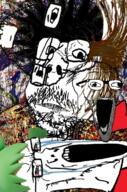 4chan 5soyjaks anime arm bloodshot_eyes clothes concerned crying frown glasses green_hair hair hand hands_up jackson_pollock mustache open_mouth poop proto-slopjak retard schizo schizophrenia soyjak stretched_mouth stubble subvariant:schizojak subvariant:scholar subvariant:wewjak trend:colorjak variant:gapejak variant:markiplier_soyjak variant:soyak yotsoyba // 1048x1584 // 2.3MB