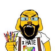 angry artist:Keys beard crayon glasses hate janny open_mouth rainbow subvariant:science_lover variant:markiplier_soyjak yellow_skin // 1017x935 // 203.9KB