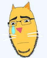 animal cat closed_mouth ear emoticon fangs glasses series:soymoji soyjak stubble sweating variant:cobson whisker worried yellow yellow_skin // 721x896 // 27.2KB