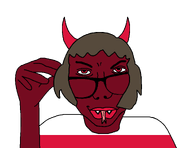 big_lips demon demon_horns demonic devil_horns evil fangs female flag flag:poland forked_tongue glasses horn red_eyes red_sclera red_skin satan satanic satanism smug sobot sobot_(user) tongue tongue_out variant:sobot // 1300x1000 // 51.4KB
