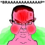 angry bloodshot_eyes blush brap braphog brappy_brap clitty clittycel closed_mouth crying fart gas glasses hair pink_skin seething subvariant:chudjak_front text variant:chudjak // 1000x1000 // 288.4KB