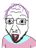 flag:transgender_pride_flag flag_shirt glasses i_want_to_smash_its_head_into_a_pulp moustache purple_hair red_lips redraw stubble tranny variant:derpson white_skin // 600x800 // 18.0KB