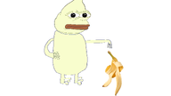 amphibian banana banana_peel bapepe closed_mouth frog full_body meta:not_oc naked nas:pepe peeled pepe pepe_the_frog subnas:banana_pepe white_background yellow_skin ylyl_banana // 1920x1080 // 187.1KB
