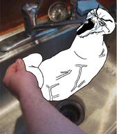 angry bloodshot_eyes crying full_body garloid glasses hand irl irl_background open_mouth sink soyjak stubble variant:soyak vein water // 800x908 // 299.4KB