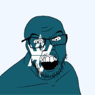 angry flag flag:iwate glasses hair iwate japan looking_at_you mustache open_mouth soyjak star_(symbol) stubble teeth todofuken transparent_background variant:feraljak // 1500x1500 // 67.4KB