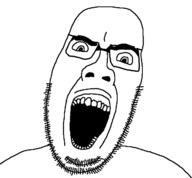 angry glasses looking_at_you open_mouth soyjak stubble subvariant:cobjak teeth template thick_eyebrows varik // 640x593 // 15.8KB