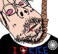 1488 blood bloodshot_eyes blue_eyes celtic_cross clothes cracked_teeth crying glasses hanging heart judaism kike nazism rope sonnenrad soyjak stubble subvariant:scholar tattoo text variant:gapejak white_skin yellow_teeth // 768x719 // 66.9KB
