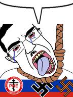 bloodshot_eyes bubble christianity chud country countrywar crying cyrillic_text ear fascism flag glasses hair hanging nazism open_mouth orthodox_church ribbon_of_saint_george russia soyjak speech_bubble speech_bubble_empty subvariant:chudjak_front suicide swastika text variant:chudjak z_(russian_symbol) // 719x956 // 437.1KB