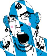 bavaria bbc blush ear facial_mark flag flag:bavaria forehead_mark germany glasses hair hand nose_piercing nose_ring open_mouth painted_nails queen_of_spades soyjak stubble subvariant:slutson subvariant:spadeson tattoo variant:cobson // 723x861 // 89.9KB