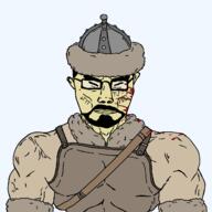 blood buff front_facing fur helmet huns mongol mongol_chud mongolia muscles squint_eyes subvariant:muscular_chud variant:chudjak yellow_skin // 1280x1280 // 106.7KB