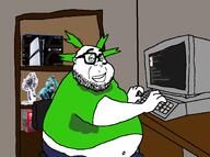 4chan 4cuck acrylic_stand anime astolfo beard censored chair computer desk dildo fat full_body glasses greentext hair hatsune_miku keyboard lgbt_(4chan) nintendo_switch_2 obese playstation_5 playstation_5_pro shelf subvariant:smugfat sweat_stain variant:smugjak yotsoyba // 1449x1080 // 206.6KB