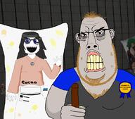 amiibo angry anime anti_soytan arm badge balding bloodshot_eyes brown_hair brown_stubble chest_hair clenched_teeth clothes coomer dakimakura dildo dirty_clothes ear eyebags fat fist glasses gooned_to_soytan_again_award hand holding_dildo holding_object jakparty_soy jartycuck one_punch_man pedophile pokemon soyjak subvariant:hairson text torso truth_nuke variant:cobson variant:soytan video_game white_shirt white_skin yellow_teeth // 1790x1580 // 981.0KB