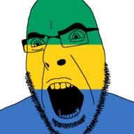 angry country flag flag:gabon gabon glasses open_mouth soyjak stubble variant:cobson // 721x720 // 11.2KB