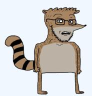 animal_ears cartoon cartoon_network ear full_body glasses looking_at_you open_mouth regular_show rigby soyjak stubble subvariant:soyak_(concerned) tail transparent_background variant:soyak worried // 1512x1580 // 66.1KB