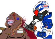 adl armor autism beheading blood blood_spray bloodshot_eyes brown_skin chad chainsaw clothes crying decapitation doom doom_guy execution facial_mark flag flag:israel flag:minor_attracted_person flag:transgender_pride_flag forehead_mark goatee hat hello_my_name_is_(sticker) holding_chainsaw holding_object idf imp_(doom) islam israel jewish_nose judaism kippah looking_up mask meta:tagme mutt namefag_drama noose open_mouth rope spade star_and_crescent star_of_david subvariant:chainsaw_bernd tongue variant:meximutt video_game visor warrior-z_(user) white_background yellow_teeth zionist-y_(namefag) // 1238x872 // 479.6KB