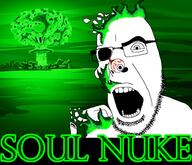 adventure_time alternate background bomb bone burning cartoon cartoon_network dangling_eye death explosion exposed_bone eye_socket fire glasses gore green mushroom_cloud nuclear open_mouth redraw skeleton soul soyjak stubble text thick_eyebrows truth_nuke variant:cobson // 507x436 // 206.4KB