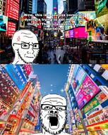 anger_mark concerned frown glasses irl_background japan mustache open_mouth soyjak stubble subvariant:soyak_(irritated) text thing_japanese united_states variant:a24_slowburn_soyjak variant:soyak // 2619x3283 // 9.9MB