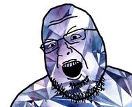 diamond gem gem_skin glasses open_mouth soyjak stubble variant:shotjak // 417x339 // 138.8KB