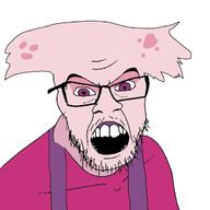angel_dust angry faggot gay glasses half_open_mouth hazbin_hotel pink_hair purple_eyes stubble variant:feraljak // 624x624 // 96.3KB