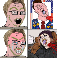 airbagged angry blood charlie_kirk comic dave_rivera glasses hypocrite murder reaction renee_nicole_good soyjak teeth variant:bernd variant:soyak // 1060x1080 // 964.1KB