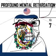 1863 angry axe bald black_eyes black_hole black_sclera clenched_teeth closed_mouth clothes cracked_teeth drool ear flag flag:united_states flag:west_virginia flower glasses hair hammer iq iq_bell_curve june june_20 latin_text mustache nightmare_fuel no_pupils plant profound_mental_retardation retard soyjak star_(symbol) state stubble text united_states variant:feraljak west_virginia wreath wrinkles // 1024x1024 // 207.8KB