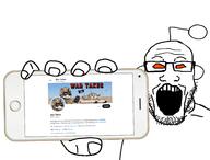 glasses hair hand holding_object holding_phone iphone open_mouth phone reddit soyjak stubble subvariant:phoneplier subvariant:phoneplier_horizontal twitter variant:markiplier_soyjak // 2602x1980 // 840.0KB