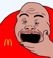 amerimutt brown_skin hand mcdonalds open_mouth soyjak stubble subvariant:thinklicia thick_eyebrows thinking variant:alicia // 750x832 // 22.8KB