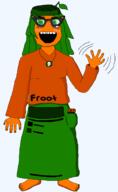 arm beanie blue_eyes blush clothes froot froot_(user) full_body hair hand leaf necklace nintendo nintendo_switch orange_skin series:name-tan variant:soyak variant:soytan video_game wave waving // 1352x2196 // 67.5KB
