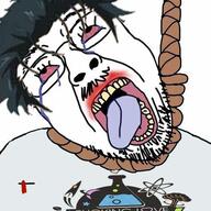 anime bloodshot_eyes clothes crying hair hanging i_fucking_love_science mustache okabe_rintaro open_mouth rope science soyjak steins_gate stubble suicide teeth tongue tranny variant:bernd visual_novel yellow_teeth // 474x475 // 125.5KB