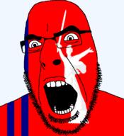 flag flag:volograd_oblast full_body full_head glasses hair looking_to_the_right oblast open_mouth russia soyjak stubble sword teeth text the_motherland_calls transparent transparent_background variant:cobson volograd_oblast // 721x789 // 54.5KB