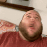 2019 3dgifmaker animated beard closed_mouth clothes distorted ext=gif fat fat_duel glasses irl open_mouth red_tshirt schizo soyboy subvariant:fatjak_irl tshirt variant:fatjak // 200x200 // 951.7KB