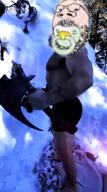animated axe baby chipmunk holding_axe holding_object hyperborea jump low_quality music pacifier screaming shirtless snow sound soyjak variant:gapejak video viking // 480x854, 14.5s // 1.6MB