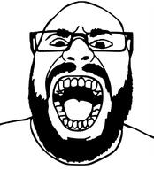 angry bald beard gape glasses meta:ai_generated meta:tagme open_mouth stubble subvariant:science_lover variant:markiplier_soyjak // 928x1024 // 103.4KB