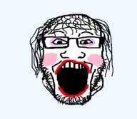 glasses hair makeup open_mouth soyjak stubble tranny variant:markiplier_soyjak // 2160x1884 // 322.1KB