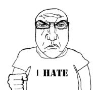 angry bald glasses hand i_hate rage shaved stencil_font subvariant:science_lover template variant:markiplier_soyjak // 1017x935 // 49.9KB
