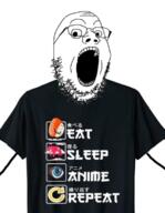 anime arm clothes glasses japan japanese_text open_mouth soyjak stubble sushi text variant:gapejak // 600x772 // 356.7KB