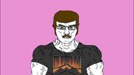 barneyfag brown_eyes brown_hair buff doom lee_goldson muscles mustache pink_background subvariant:chudjak_front subvariant:muscular_chud variant:chudjak vein // 1280x720 // 53.9KB