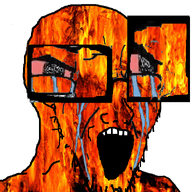 angry animated bloodshot_eyes crying distorted fire flame glasses open_mouth series:elementjaks stretched_mouth stubble variant:soyak // 751x729 // 8.6MB