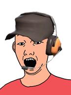 cap clothes ear hat headphones headset open_mouth red red_team scout_(tf2) soyjak team_fortress_2 tshirt valve variant:kuzjak video_game white_skin // 346x461 // 66.8KB