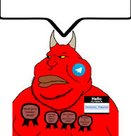 award banned_user closed_mouth demon demon_horns demonic_passion_(user) double_chin evil facial_mark fat gynaecomastia hello_my_name_is_(sticker) horn looking_to_the_left meximutt multiple_awards mutt namefag_drama obese order_of_nine_angles red_skin satanism soyjak speech_bubble_empty stubble telegram variant:meximutt white_background yellow_sclera // 888x919 // 286.6KB