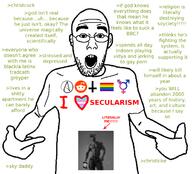 atheism christianity clothes cross depression faggot fedora gay gigachad glasses greentext i_love lgbt mental_illness oomer open_mouth pointing porn_addiction pride_flag reddit religion secular secularism soyjak stubble tranny transgender_flag variant:shirtjak // 618x559 // 133.0KB