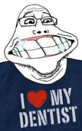 clothes dentist distorted glasses grin i_love soyjak sparkle stretched_mouth stubble teeth variant:markiplier_soyjak2 // 851x1352 // 708.7KB