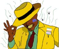brown_skin clothes discord flag:minor_attracted_person flag:transgender_pride_flag flies fnf_pedo hand hat necktie series:esl_pedo_league stinky teeth the_mask variant:unknown yellow_hat yellow_teeth // 1058x891 // 120.9KB