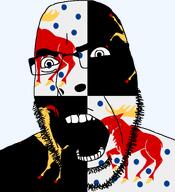 angry animal country county elk flag flag:gävleborg glasses goat gävleborg hair looking_to_the_left open_mouth soyjak stubble sweden teeth thick_eyebrows transparent_background variant:cobson // 721x789 // 99.6KB