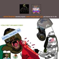 artist:Hamas_2 artist:Hamas_2adrian_shepherd beard blood brown bulletproof_vest camouflage coat_of_arms death eagle eyebrows flag:united_states gas_mask gender-neutral_language green greentext hair half-life half-life:_opposing_force half_life helmet hunger_games italy latino marine mexico mustache nosebleed pipe_wrench queen_of_spades satoko_houjou(namefag) shitskin soyjak stubble sweaty text tits tranny variant:bernd woodland // 1080x1080 // 826.2KB